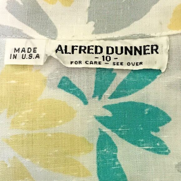 Alfred Dunner Linen Women's 10 Multi-Color Floral Blouse Short Sleeve Button-Up - Picture 7 of 10